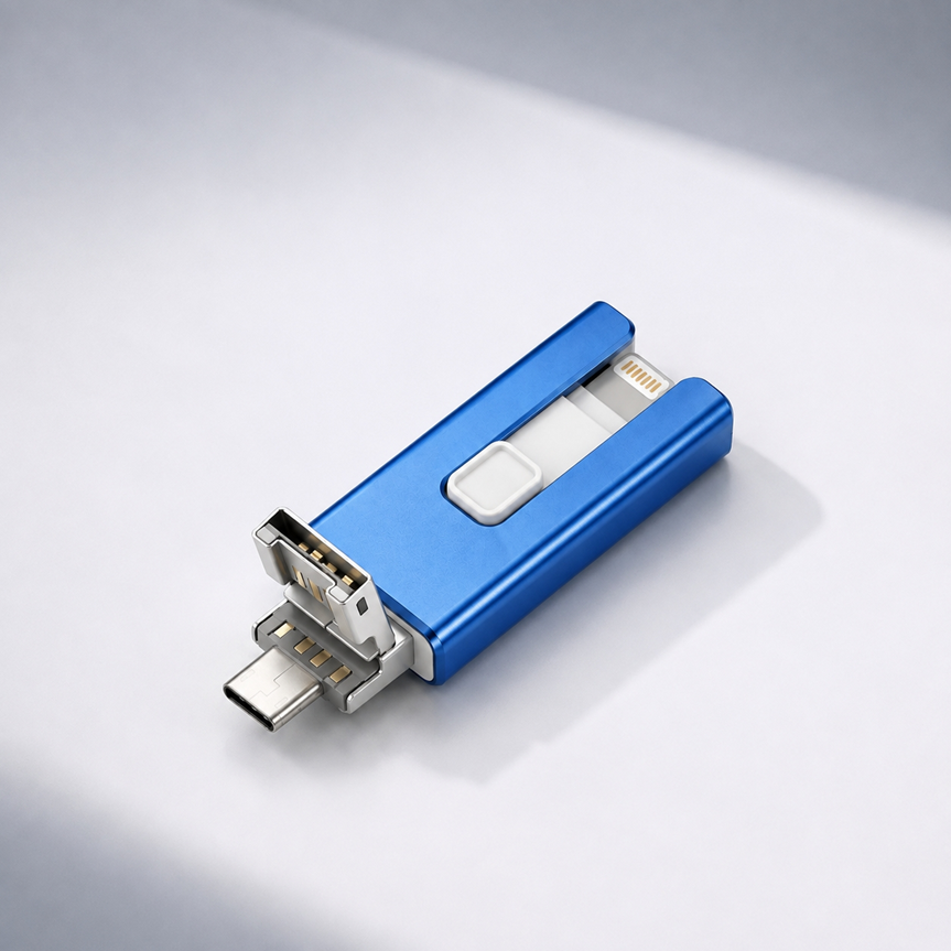 3-in-1 USB Flash Drive in blue